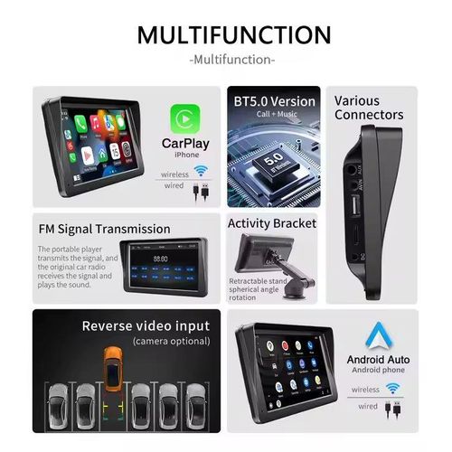 ecran carplay universel 7 pouces avec camera de recul pour voiture