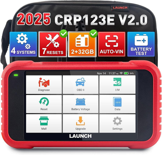 Launch CRP123E V2.0 OBD2 Scanner Moteur/Transmission/ABS/SRS, lecteur de code avec 7 réinitialisations, mise à jour gratuite à vie, FCA SGW, Auto VIN, outil de diagnostic de voiture pour toutes les marques