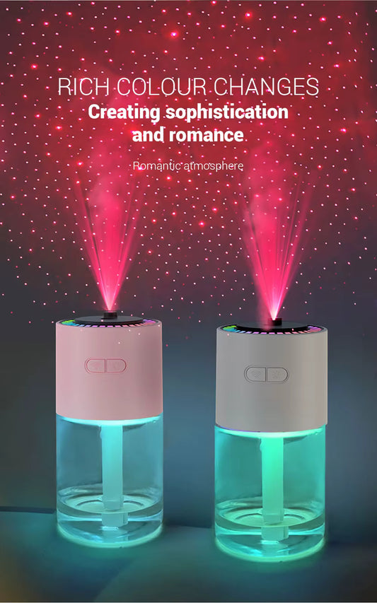 Mini humidificateur d'air USB de brume fraîche de bureau de vente chaude avec l'humidificateur intelligent ultrasonique de diffuseur d'huile de lampe de ciel étoilé romantique