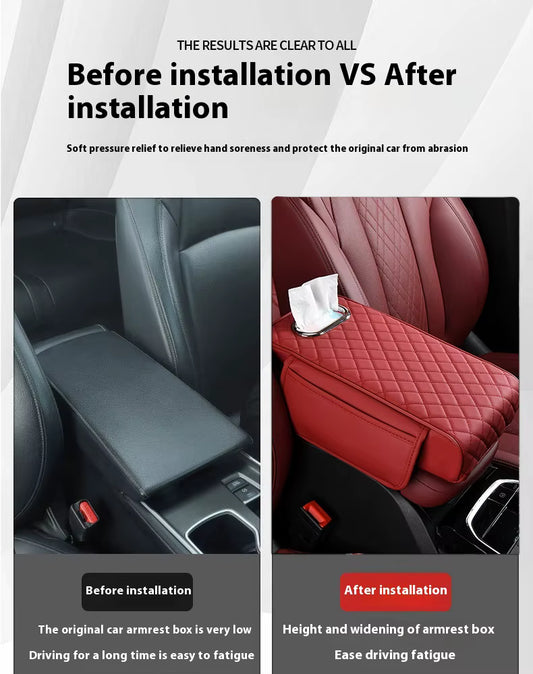 Mousse à mémoire de forme coussin protecteur avant voiture Center Console boîte couverture cuir accoudoir serviette mouchoir papier de soie