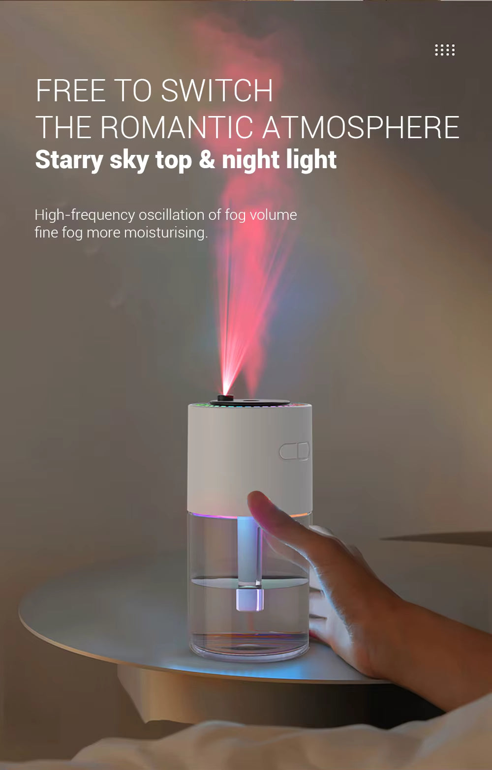 Mini humidificateur d'air USB de brume fraîche de bureau de vente chaude avec l'humidificateur intelligent ultrasonique de diffuseur d'huile de lampe de ciel étoilé romantique
